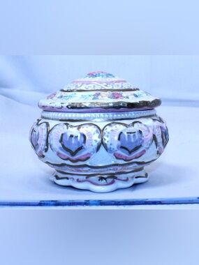 VINTAGE 90s Berkeley Porcelain 3-Footed Musical Trinket Dish Pink Rose Fur Elise